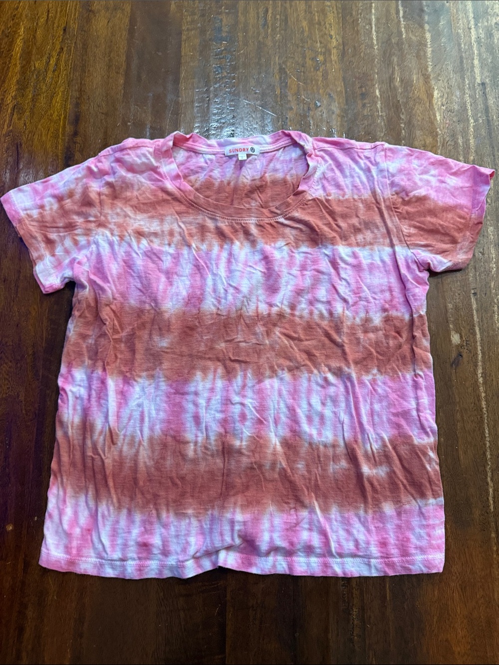 Sundry Pink Bronze and White Tie-Dye Short Sleeve Tee NEW